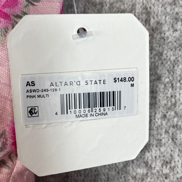 Altar’d State strapless tiered maxi dress Medium pink floral cottagecore roses - Picture 5 of 11